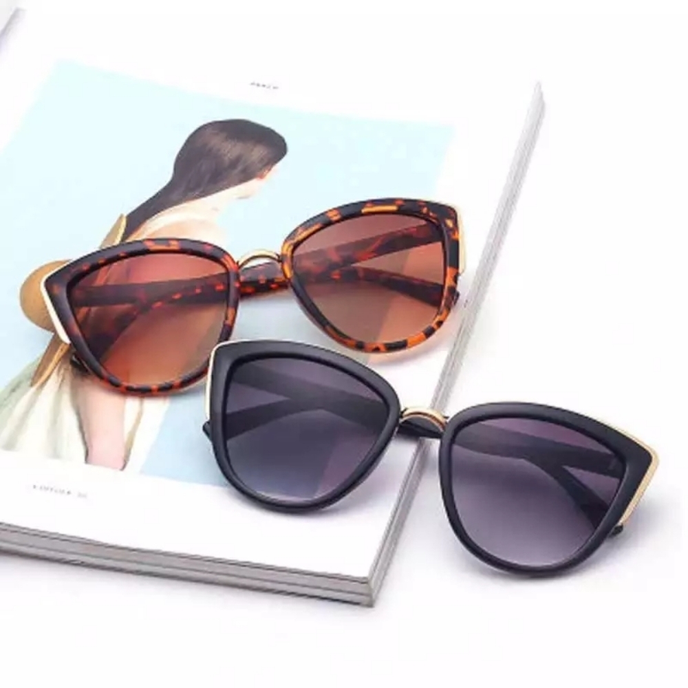 🍒 Black Leopard Retro Cat Eye 🐱 Sunglasses - Picture 4 of 14